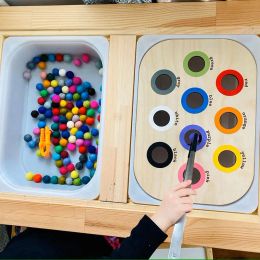 Montessori Sensory Tray Board Game Wooden Colour Sorter Parish Open Learning Fine Movement Training Educational Toys For Children