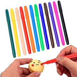 12 Colours DIY Edible Pigment Pen Food Colouring Pens Colour Double Sided Edible Food Colouring Marker with Fine and Thick Tip Food