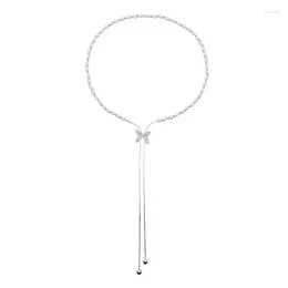 Pendant Necklaces Shiny Long Butterfly Pearl Necklace Adjustable Tassel Clavicle Chain Collar Fashion Light Luxury Jewellery