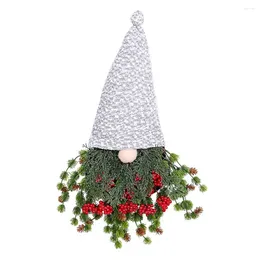 Decorative Flowers Artificial Wreath Decoration Festive Faceless Gnome Vibrant Faux Greenery Berries Indoor/outdoor Christmas For Windows