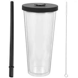 Disposable Cups Straws Drinking Glasses Milk Tea Cup Iced Coffee Plastic Straw Cold Drinks Reusable Beverage Thick Water Travel