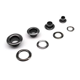 100sets 2.5mm to 12mm Gun Black High Quality Eyelet With Washer Grommet Ring Air Hole Rivet For Leather Bag Shoes Belt Cap