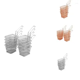 Plates ABSF Mini Fry Baskets Mesh Wire French Fries Chip Basket Net Presentation Holder For Kitchen