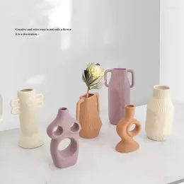 Vases Ceramic Vase Nordic Modern Morandi Special Shaped Creative Flower Simple Fashionable Household Living Room Furnishing Decoration