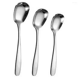 Spoons 2 Pcs Salad Serving Utensils Flat Bottom Spoon Child Soup Stainless Steel
