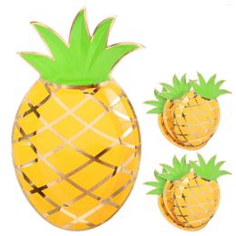 Disposable Dinnerware 8 Pcs Pineapple Plates Party Dessert Cake Pan Tableware Decorations Paper Supplies