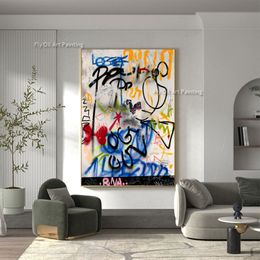 Street Artisc Abstract Oil Painting Hand Painted Colorful Abstract Canvas Painting Modern Wall Art For Decor As Living Room Bedroom Ornamental Artwork