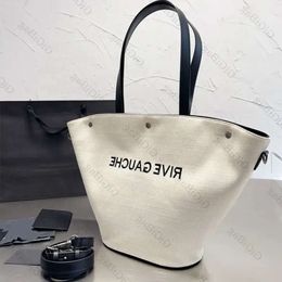 Woven Shopping Bag Totes Basket Rive Gauche Handbag Canvas Crochet Shoulder Bags Crossbody Purse Fashion Letter Plain Style Inside M1