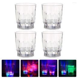 Disposable Cups Straws 4 Pcs Glowing Glass LED S Party Plastic Drink Glasses Bar Light Beach