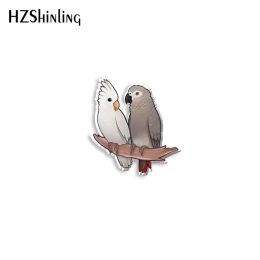 2022 New African Grey Parrot Acrylic Lapel Pin Bird Epoxy Butterfly Clasp Pin Handmade Butterfly Brooch