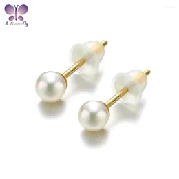 Stud Earrings 14K Gold Akoya Pearl Simple Fashion Light Luxury Jewelry Birthday Gift 3-3.5MM