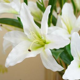 Decorative Flowers 5Heads Artificial Lily Decoration DIY Creative Bouquet 75cm Long Gift Home Decor Art Ornament Room