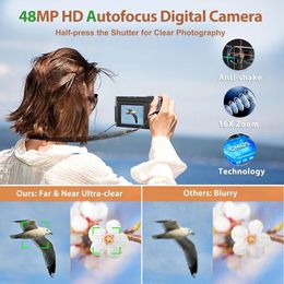 Capture Stunning Photos and Videos with this 4K Digital Camera - 48MP Vlogging Camera with Autofocus, Anti-Shake, 3.1" Flip Screen, SD Card, 16X Zoom, Compact Design