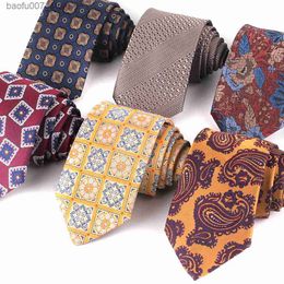 Neck Ties Tie mens fashionable Colour woven flower cashew flower jacquard 7.5cm wedding groomsman accessoryQ