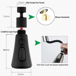 3 Modes Kitchen Faucet Head Replacement Kitchen Accessories Pull Down Spray Head Kitchen Faucet 360° Swivel Sink Faucet Parts