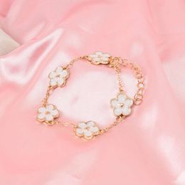 luxury designer fashion new fourleaf clover bracelet korean version of the ladies simple ins five flowers good luck hundred matching jewellery