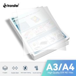 Paper A4 A3 100Pcs DTF Transfer Film PET Heat press sublimation Matte DoubleSide Clear Pretreat Sheets Ironon transfers for clothing