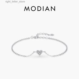 Bangle Modian 2023 New Design True 925 Pure Silver CZ Bracelet Fashion Crystal Wedding Ladies Classic Romantic Jewellery yq240409