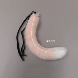 Faux Fur Tail Faux Fur Fox Wolf Tail Cosplay Costume Props with Adjustable Belt for Japanese Style Party 70cm Furry Cat Tail