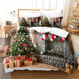 Christmas Tree Bedding Set Duvet Cover Holiday King Quilt Cover Christmas Decorative Children's Bedroom Hotel Duvet Cover Set