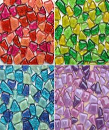 New Design Glitter Glass Mosaic Beads Flat Marbles Irregular Glass Mosaic Tiles For Flower Pot Vase Lantern Aquarium Garden Decora1183942