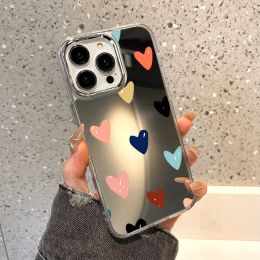 Colourful Love Heart Case For iPhone 15 14 11 12 13 Pro Max X XR XS Max iPhone11 iPhone14 Soft Silicone Shockproof Cover Funda