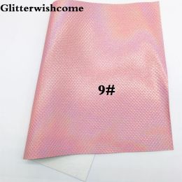 Glitterwishcome 21X29CM A4 Size Vinyl For Bows Embossed Fish Scales Leather Mermaid Fabirc Leather fabric Vinyl for Bows GM3012A