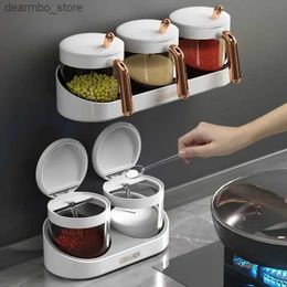 Food Jars Canisters Wall Mount Spice Rack Oranizer Suar Bowl Salt Shaker Seasonin Container Kitchen Supplies Storae Set Spice Boxes L49