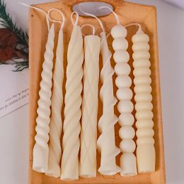 DIY Strip Taper Candle Silicone Mould Handmade Twisted Long Rod Wax Stick Moulds Home Dinner Decor Tool Geometry Candle Making