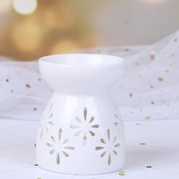 Ceramic Crafts Aroma Burner Handmade Hollow Flower Pattern Essential Oil Candle Lamp Many Style HomeOffice Decor