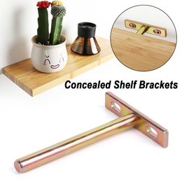 T Shape Shelf Bracket Cold Rolled Steel Wall Shelves Supports Floating Hidden Metal Brackets Screw Mounting Plate