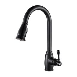 Brass Pull-out Kitchen Faucet Brass Oil Rubbed Vegetable Washing Faucet Hot Cold Mixer Tap Kitchen Sink Faucet Crane