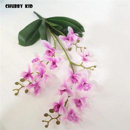 Decorative Flowers Wholesale 3 Forks Real Touch Artificial Orchids With Leaves Wedding Cymbidium Hybrida Fake East Asia 10pcs