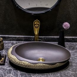 Creative home Bathroom Washbasins Chinese Ceramic Art Bathroom Sinks Household Overhead Sink Kitchen Hand-made Washing Sinks