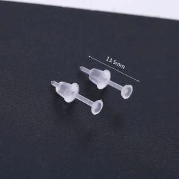 100 Set Earrings Simple Plastic Clear Ear Needle & Earring Backs