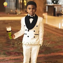 Children's wedding tuxedo 2-piece set, black velvet collar double-breasted jacket + trousers Customised for boys aged 3~16