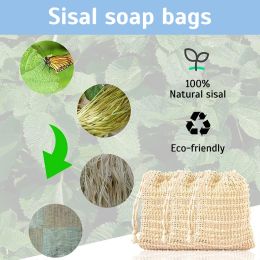 3/5Pcs Sisal Soap Saver Bag Exfoliating Mesh Pouch Eco Friendly Natural Zero Waste Foaming And Scrubbing Sisal Bag FOR Bathroom