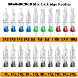 80/60/40/20/10pcs Mixed Cartridge Tattoo Needles RL RS M1 RM Disposable Sterilized Tattoo Needle for Tattoo Machine