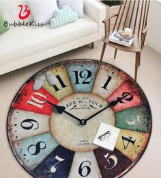 Bubble Kiss Retro Round Carpet Modern Living Room Carpet Polyester Bedroom Decor Clock Nostalgia Rug Coffee Table NonSlip Rug2192879