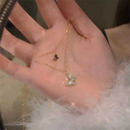 Pendant Necklaces Fashion trend unique design elegant and exquisite double-layer butterfly necklace womens Jewellery wedding party high-end gift wholesaleQ