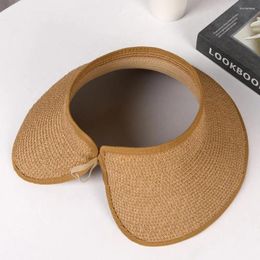 Berets Portable Sunshade Hat Beach Straw With Wide Brim Adjustable Foldable Design Anti-uv For Summer Breathable