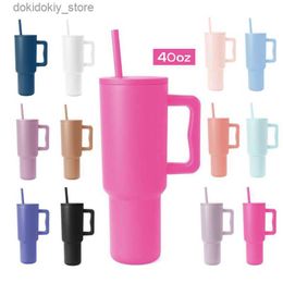 Mugs New en3 40oz tumbler with handle lid straw powder coated stainless steel vacuum insulated bi capacity beer mu water bottle outdoor campin drinkin cup L49