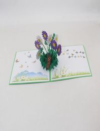 Handmade 3D Pop UP Flower Greeting Cards Thank You Paper Invitation Birthday Postcard For Mom Teacher Festive Party Supplies4312789