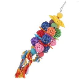 Other Bird Supplies Parrot Chewing Toy Biting Ball Pet Birds Diversion Toys Bite Hanging Plaything Colour Rattan Balls