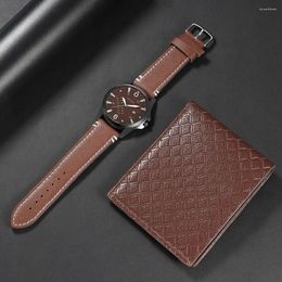 Wristwatches Watch Wallet Set For Men Classic Quartz Watches Analogue Wristwatch Business Date Leather Clock Casual Reloj Hombre