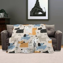 Cute Animal Dogs Print Super Soft Flannel Blanket, Girls Flannel Warm Cosy Cute Fleece Blanket,Throws for All Seasons
