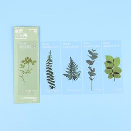 5PCS Nature Plant Flower Bookmarks Card Translucent Flower Book Note Marker Page Holder PET Reading Bookmark Stationery Supplies