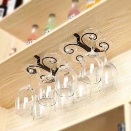 Wine Glass Holder Hanging Under Shelf Goblet Drying Rack Under Cabinet Stemware Storage Stand for Cabinet Kitchen Bar Supplies