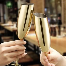 Wine Glasses 2 Pcs 304 Stainless Steel Oblique Champagne Glass Tall Cocktail Martini Bar Stemware For Cold Drink 201-300ml