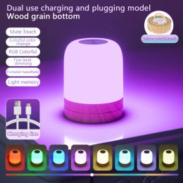 1 piece LED touch console light, USB rechargeable, remote control dimmable light, portable bedside lamp for bedroom,camping.